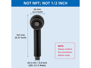 Douchette extractible pour robinet, double fonction, remplacement pour évier de cuisine, connecteur g12, non universel, noir