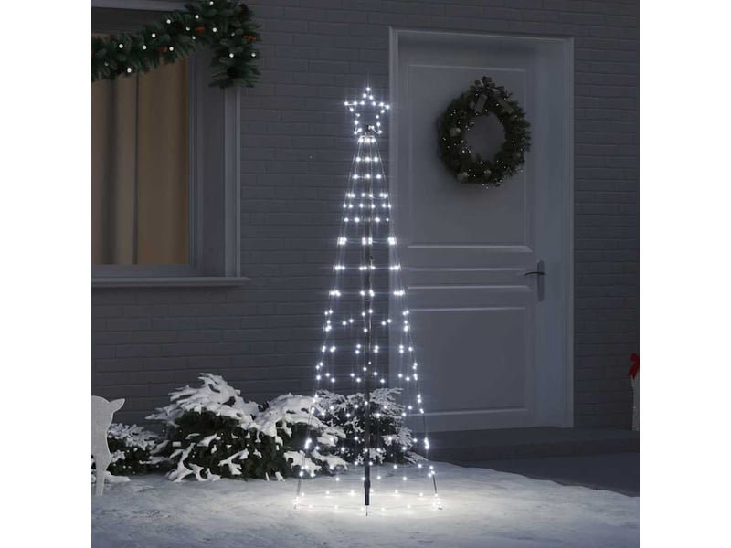  Sapin de noël - arbre de noël led avec piquets au sol blanc froid 250 cm fer  - Conforama B