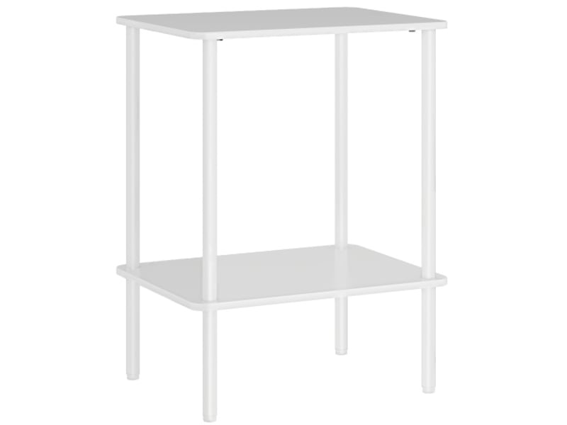  Table d’appoint 2 niveaux blanc avec rangement et cadre métal, style moderne pour salon et chambre  - Conforama A
