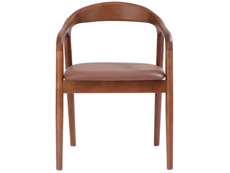  Selsey battione - chaise de salle à manger en bois avec accoudoirs - 56 cm - similicuir brun avec pieds noyer Battione - Conforama C