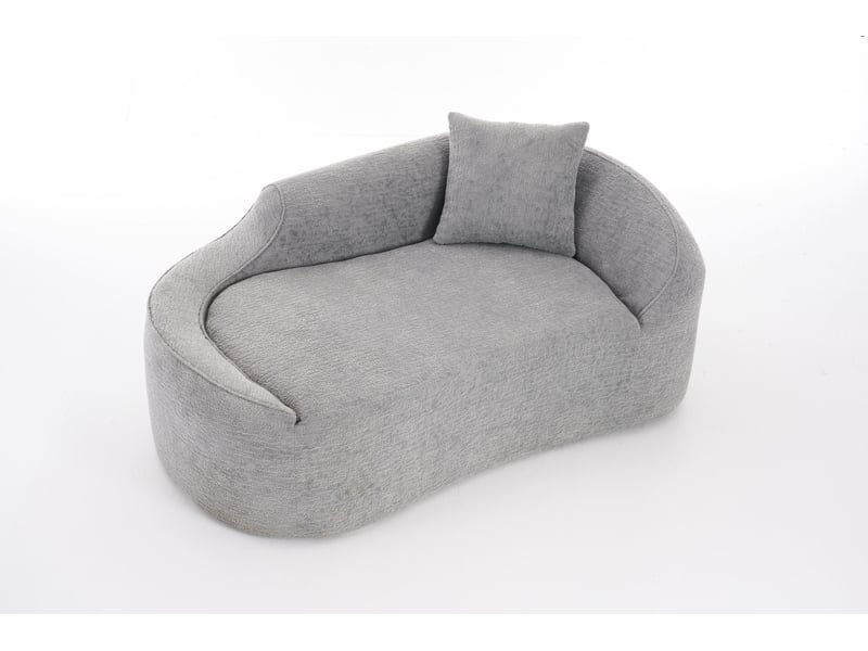  Méridienne convertible 2 places à assise profonde avec coussin pour intérieur, en chenille gris clair  - Conforama A