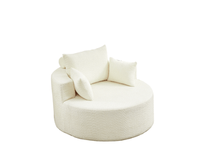 Canapé lounge 1 place en chenille, rembourrage en mousse, module combinable, coussin de dossier avec appui-tête cylindrique, sans montage beige