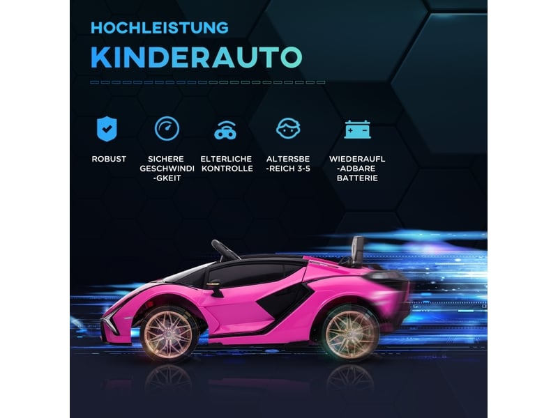  Voiture électrique enfant lamborghini 108x62x40 cm avec télécommande rose  - Conforama C