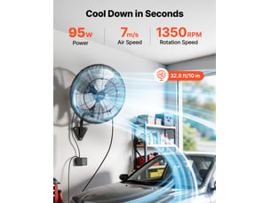Vevor ventilateur mural industriel brumisateur 50,5 cm, oscillant, télécommande, ip44, 3 vitesses, minuterie 18 h, contrôle température