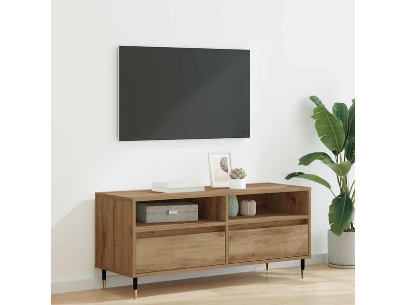  Meuble tv - banc tv - meuble de rangement 100 x 34,5 x 44,5 cm chêne artisanal  - Conforama B