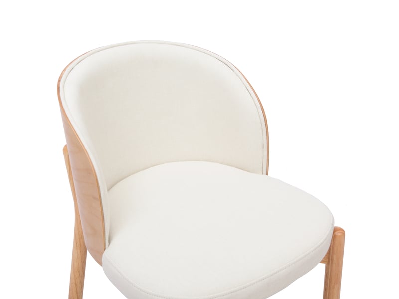  Lot de 4 chaises de salle à manger,avec dossier enveloppant,tissu lin,coloris bois naturel  - Conforama E