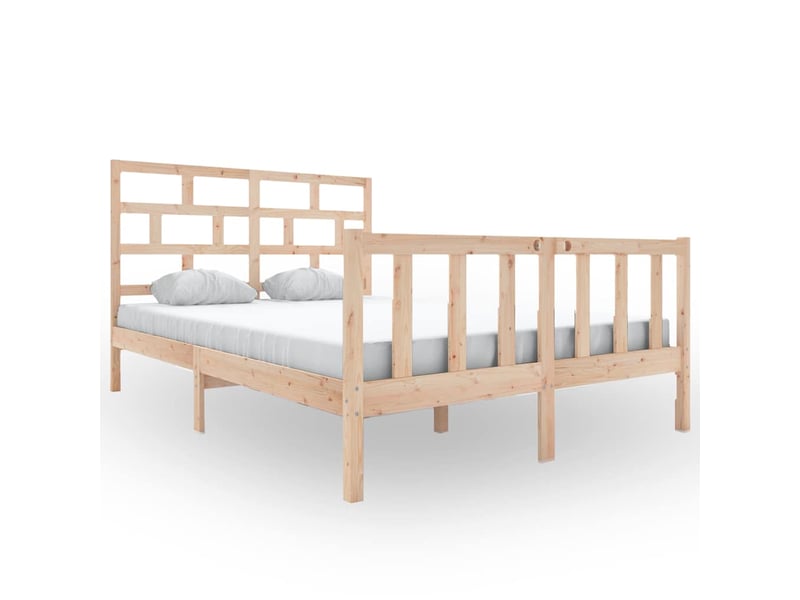  Lit double- lit adulte -  cadre de lit sans matelas bois massif 160x200 cm  - Conforama A