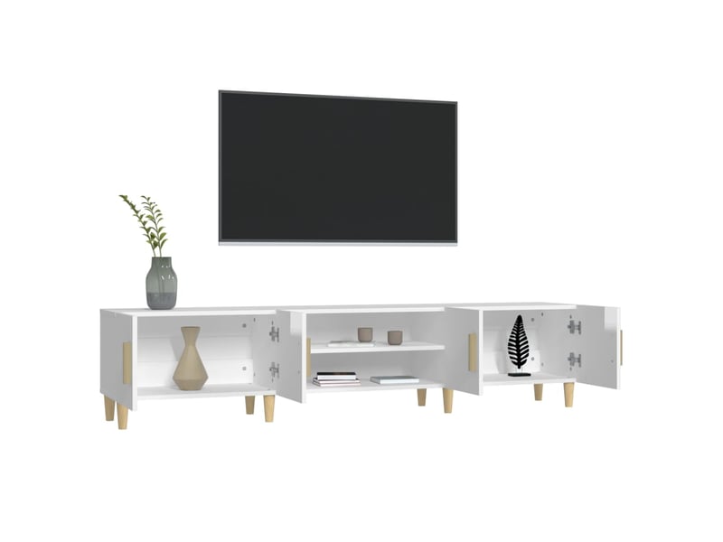  Meuble tv - banc tv - meuble de rangement blanc brillant 180x31,5x40 cm bois d'ingénierie  - Conforama E