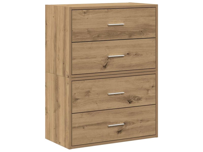  Lot de 2 armoire à tiroirs, commode avec 4 tiroirs chêne artisanal bois d'ingénierie  - Conforama A