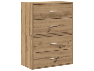 Lot de 2 armoire à tiroirs, commode avec 4 tiroirs chêne artisanal bois d'ingénierie