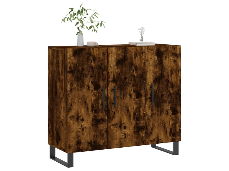  Buffet - bahut - meuble de rangement chêne fumé 90x34x80 cm bois d'ingénierie  - Conforama C