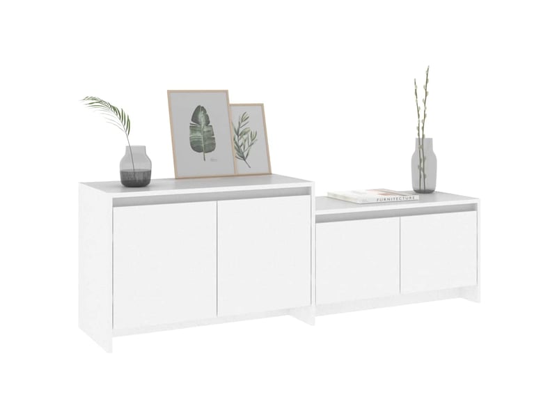  Meuble tv - banc tv - meuble de rangement blanc 146,5x35x50 cm bois d'ingénierie  - Conforama D