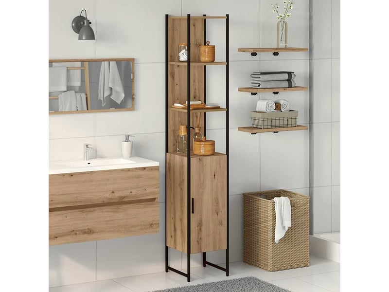 Armoire de salle de bain, cabinet de salle de bain chêne artisanal 33 x 33 x 185,5 cm cf65064 - Conforama B