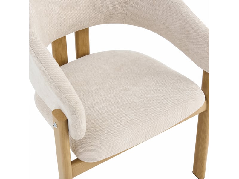  Lot de 4 chaises de salle à manger 61,5x52,5x83 cm avec accoudoirs métal beige et aspect bois naturel  - Conforama D