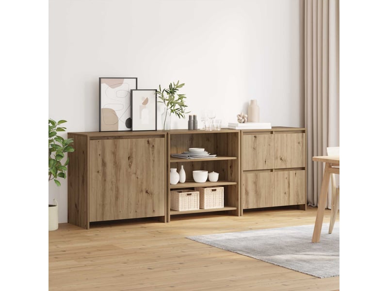Buffet - bahut - meuble de rangement 3 pc chêne artisanal 70 x 41 x 75 cm bois d'ingénierie - Conforama C