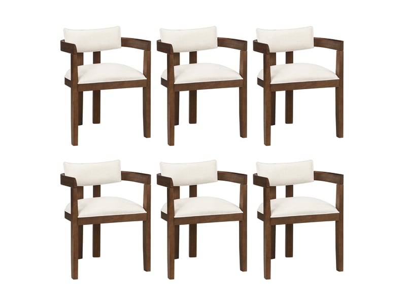  Lot de 6 chaises de salle à manger 60,5x57,5x78,5 cm, design classique, avec accoudoirs, bois, teinte noyer  - Conforama A