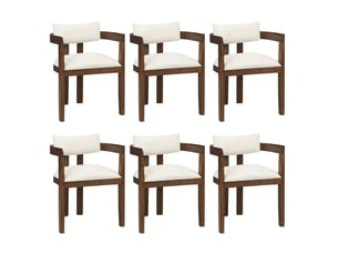 Lot de 6 chaises de salle à manger 60,5x57,5x78,5 cm, design classique, avec accoudoirs, bois, teinte noyer