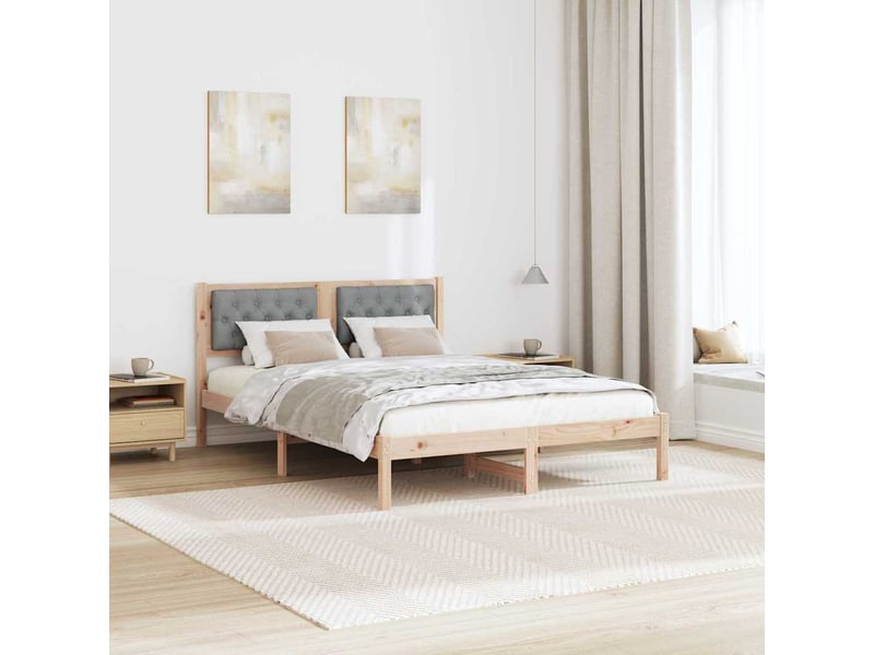 Lit double- lit adulte -  cadre de lit gris clair 150 x 200 cm pin massif  - Conforama C