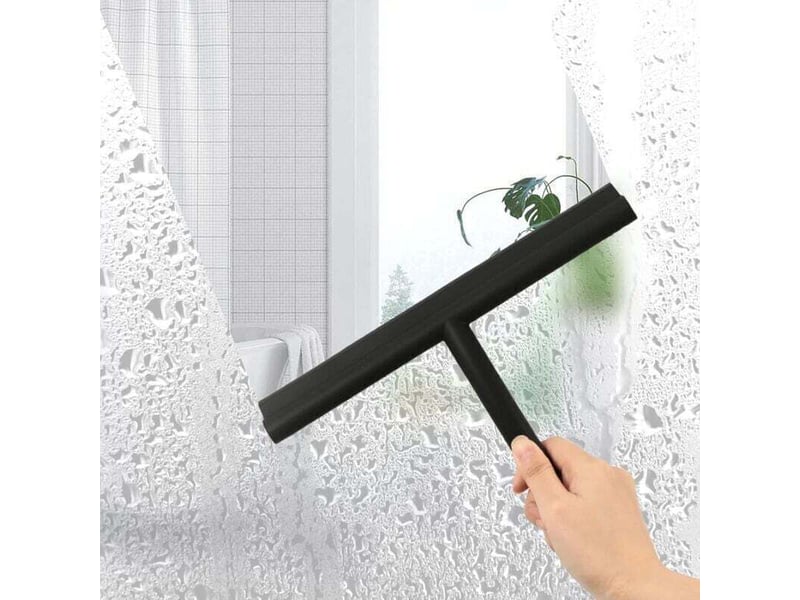  Enowelir raclette de douche avec noyau en acier inoxydable et support silicone pour salle de bain fenêtre et voiture noir  - Conforama C