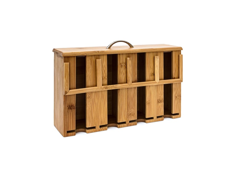  Boîte à thé pratique avec 4 compartiments rangement original cuisine en bambou naturel 13_0003218  - Conforama A