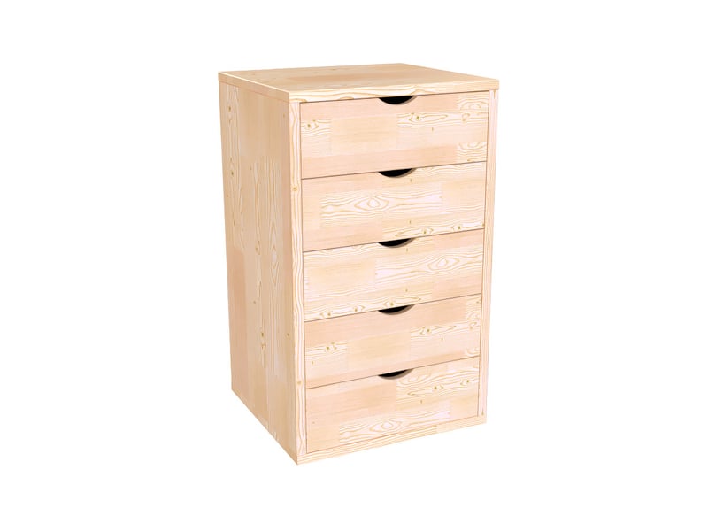  Caisson à tiroirs 5 en bois massif, vernis naturel BLOC5T-V - Conforama A