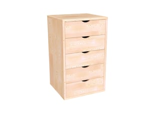 Caisson à tiroirs 5 en bois massif, vernis naturel