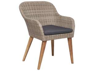 Lot de 2 chaises d'extérieur et coussins résine tressée marron