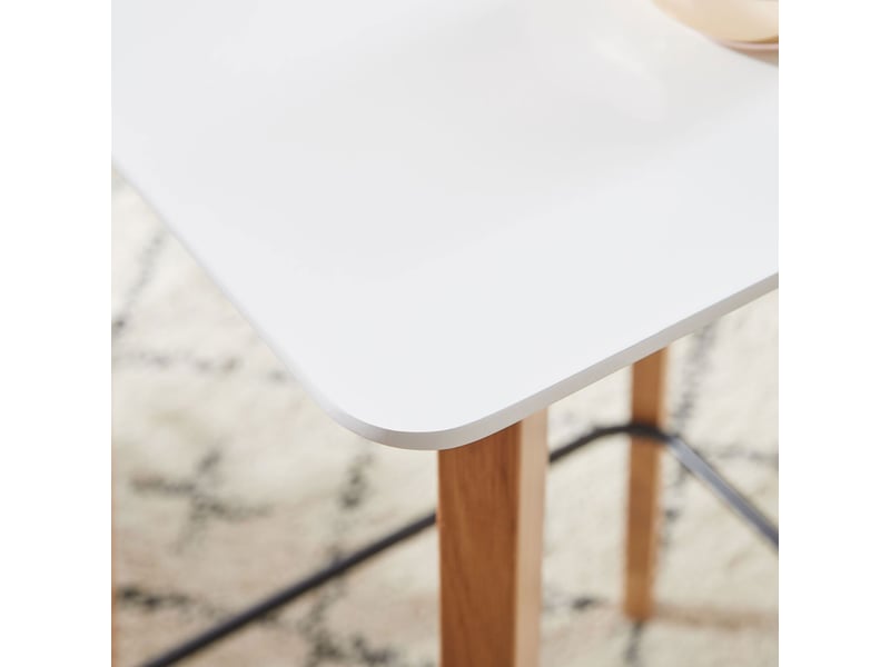  Table de bar 60x60x110 cm en chêne naturel et blanc  - Conforama C