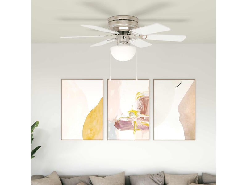  Vidaxl ventilateur de plafond avec lumière ø 82 cm blanc  - Conforama B