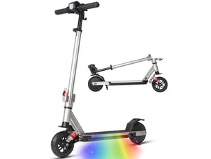 Trottinette électrique enfant dès 10 ans 14 kmh pliable réglable en hauteur métal argenté