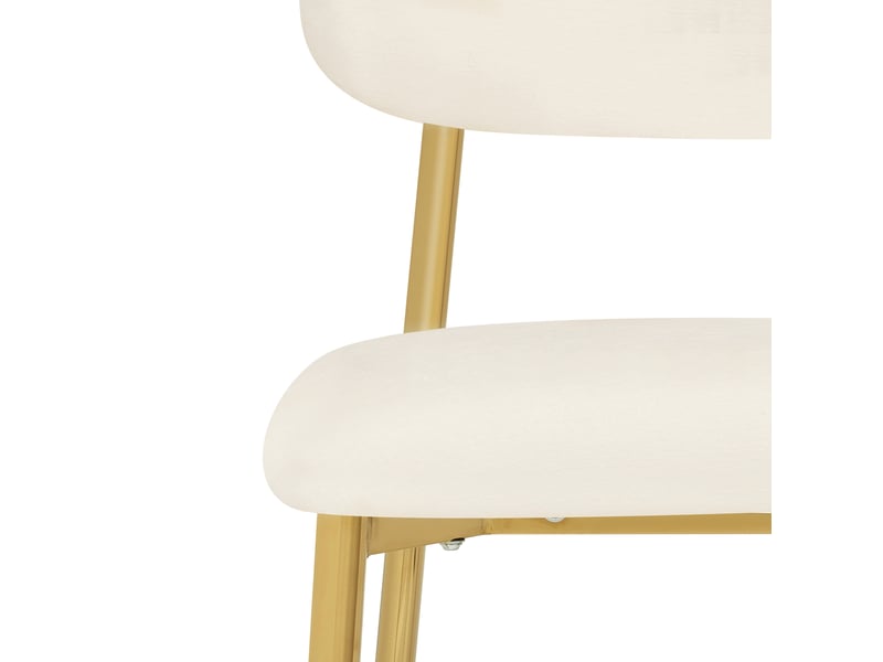  Lot de 4 chaises de salle à manger 51x50x81 cm, assise rembourrée, patins réglables, fer et polyester, blanc et doré  - Conforama E