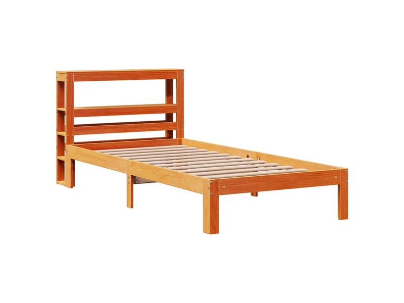  Lit simple- lit adulte -  cadre de lit sans matelas  marron 100x200cm bois pin massif  - Conforama B
