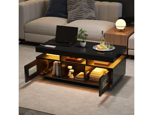 Table basse rectangulaire coloris noir MEUBLIV - 50 cmx100 cm