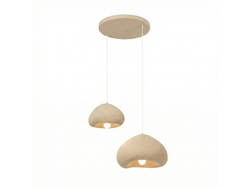  Luminaire design 2 suspensions en fibre de verre beige alma  - Conforama A