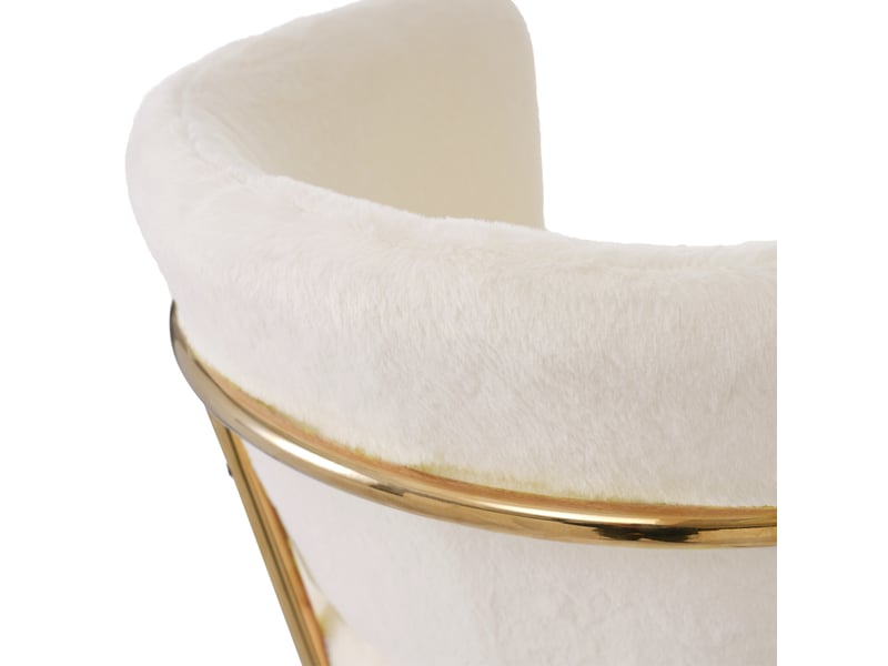  Lot de 4 chaises, effet duvet de lapin blanc, quatre pieds métalliques, style élégant, pour salon et chambre  - Conforama E