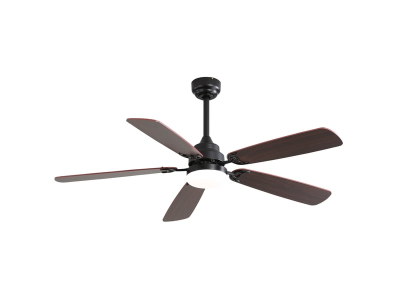  Ventilateur de plafond 132 cm avec led dimmable, télécommande 6 vitesses et fonction réversible, pour salon, mdf, noir  - Conforama A
