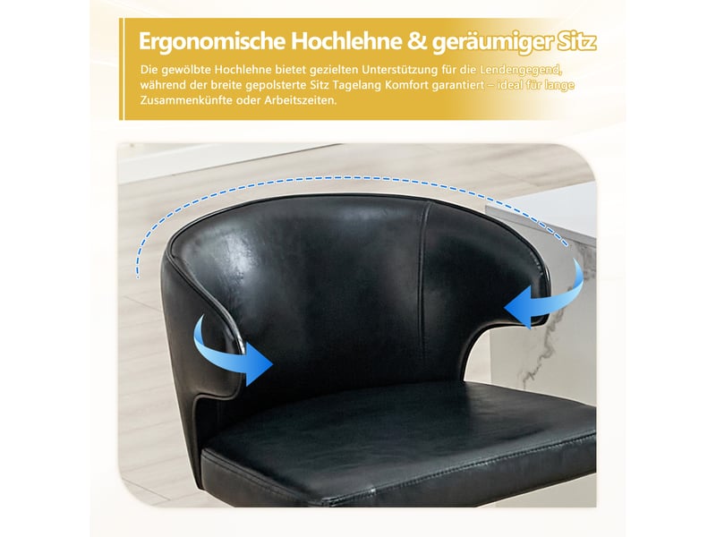  Lot de 2 tabourets de bar réglables,49,7x45x85-110 cm,pivotants,pu,noir  - Conforama E