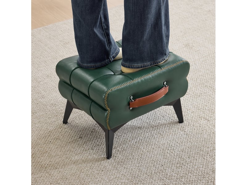  Pouf 43x33x30 cm portable en polyuréthane (pu) vert  - Conforama C