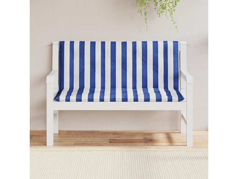  Lot de 2 coussins de banc de jardin, coussins d'assise rayures bleues et blanches cf58677  - Conforama C