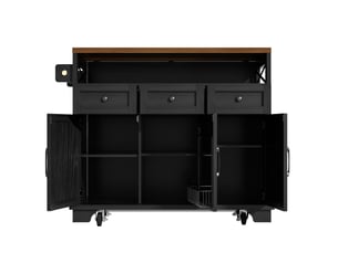 Îlot de cuisine 118x43x98 cm plateau rabattable mdf métal noir