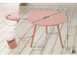 Table basse ronde intérieur extérieur en polypropylène couleur rose – ø 60 cm résistante aux intempéries 10_0009229