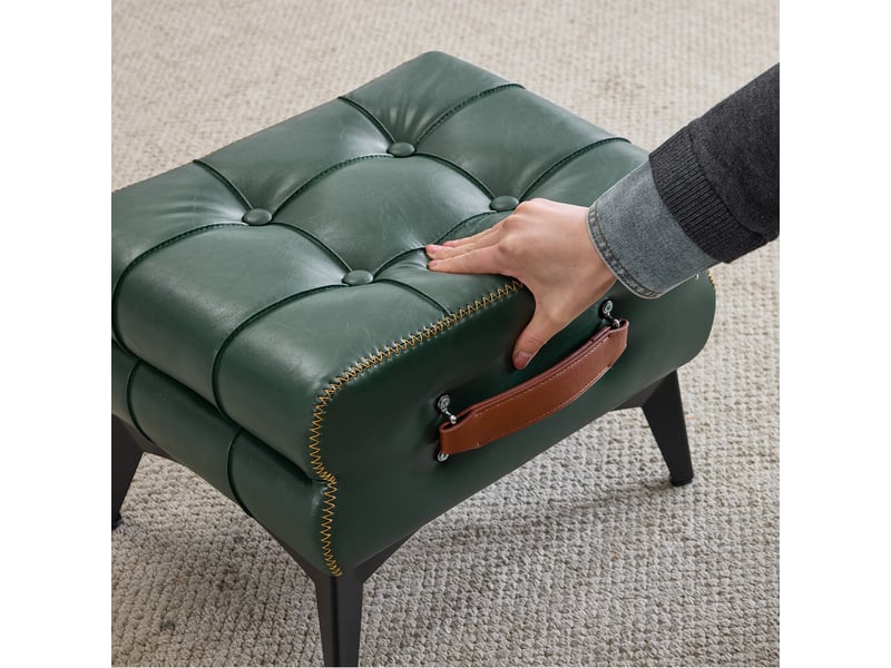  Pouf repose-pieds avec poignée et pieds en métal 43 x 33 x 30 cm vert W3498P459709 - Conforama D