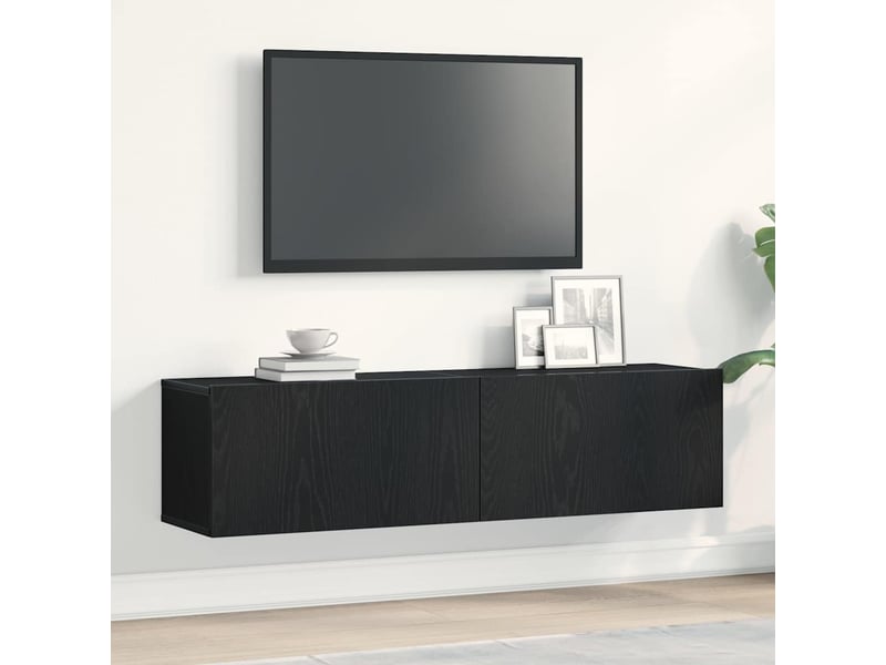  Meuble tv - banc tv - meuble de rangement chêne noir 120x30x30,5 cm bois d'ingénierie  - Conforama B