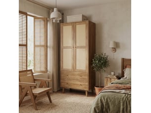 Armoire 2 porte(s) battante  2 tiroir(s) <strong>REDOM</strong> <strong></strong> coloris bois foncé largeur 50 cm