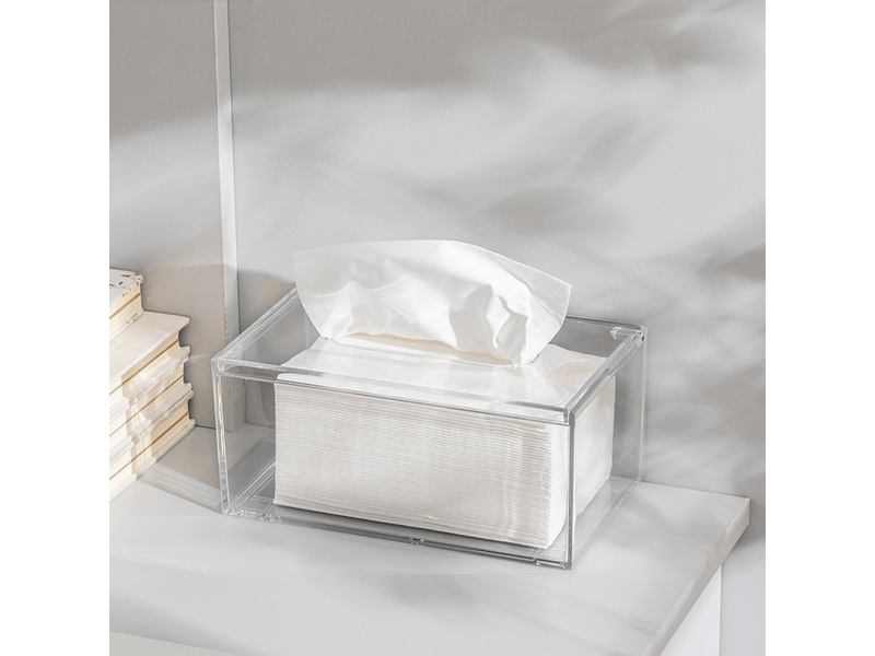  Boîte à mouchoirs en acrylique, distributeur de mouchoir rectangulaire pour voiture, hôtel, salle de bain (transparent)  - Conforama B