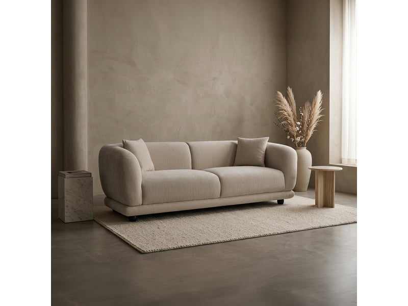  Canapé 3 places en tissu beige  - Conforama C