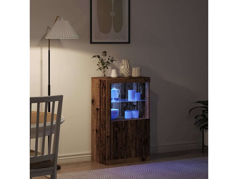  Buffet led, meuble de rangement salon 60,5 x 37 x 100 cm bois d'ingénierie bois ancien  - Conforama E