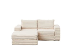 Canapé d'angle compressé réversible convertible <strong>BGSRYAO</strong> <strong></strong> 2 places Velours beige