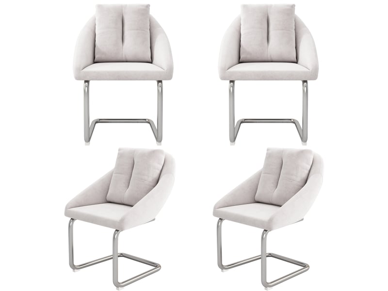  Chaises de salle à manger lot de 4 pivotantes avec dossier ergonomique  - piètement métal, velours beige  - Conforama A