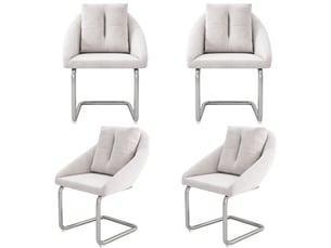 Chaises de salle à manger lot de 4 pivotantes avec dossier ergonomique  - piètement métal, velours beige